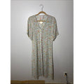 April Cornell Pale Green Floral Button-Front Dress with Pink Roses Size Large