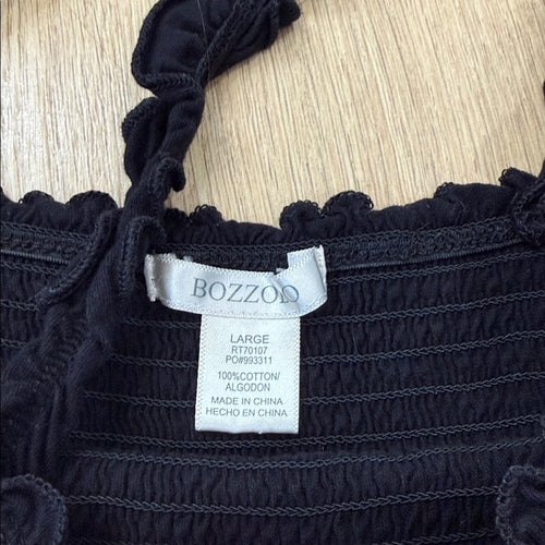 Bozzolo Black Ruffled Smocked Women's Top Size Large