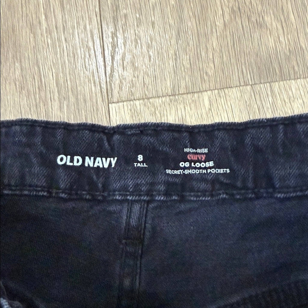Old Navy Black High Rise Curvy OG Loose Denim Jeans Size 8T