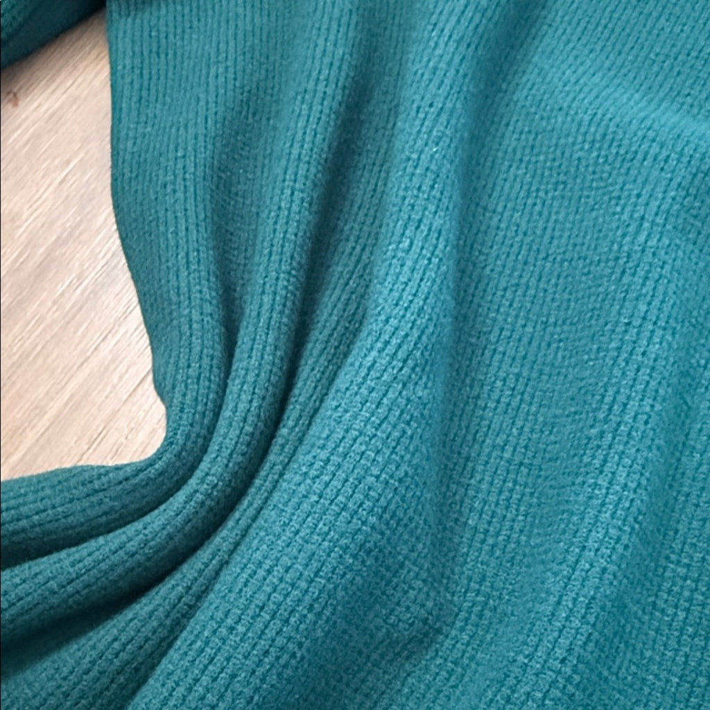 NWT Talbots Green Waffle Knit Cowl Neck Long Sleeve Top Size 1XL Petite