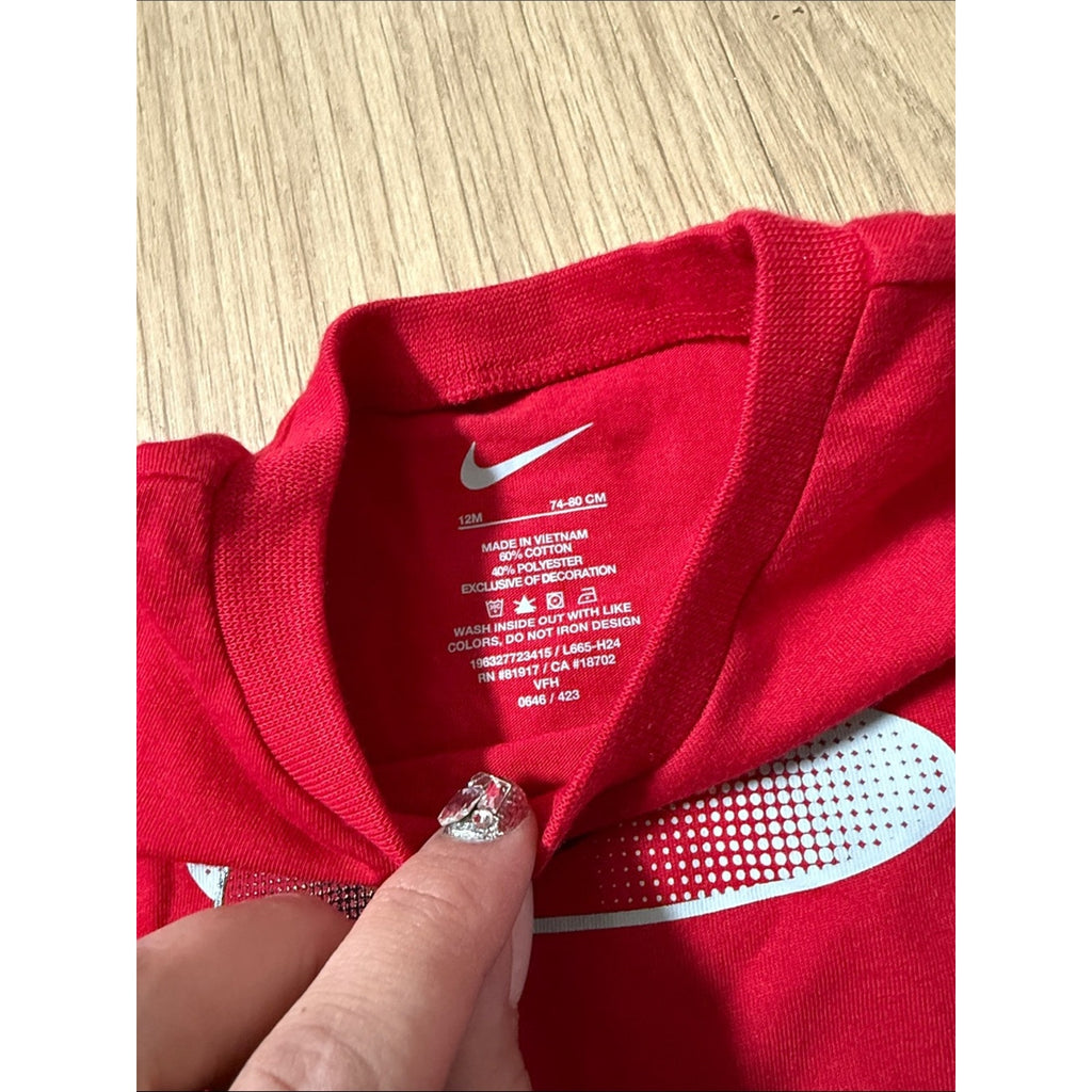 Nike Red Long Sleeve Kids' Swoosh Tee Size 12 Months NEW!