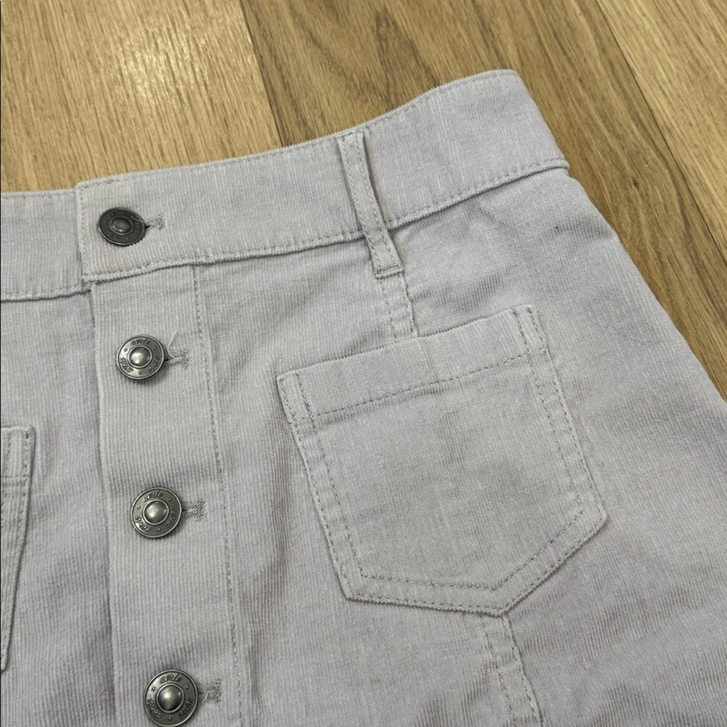 Aerie Light Gray Button-Down Corduroy Mini Skirt Size XS