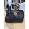 Michael Kors Hamilton Saffiano Style Black Leather and Gold Hardware Satchel
