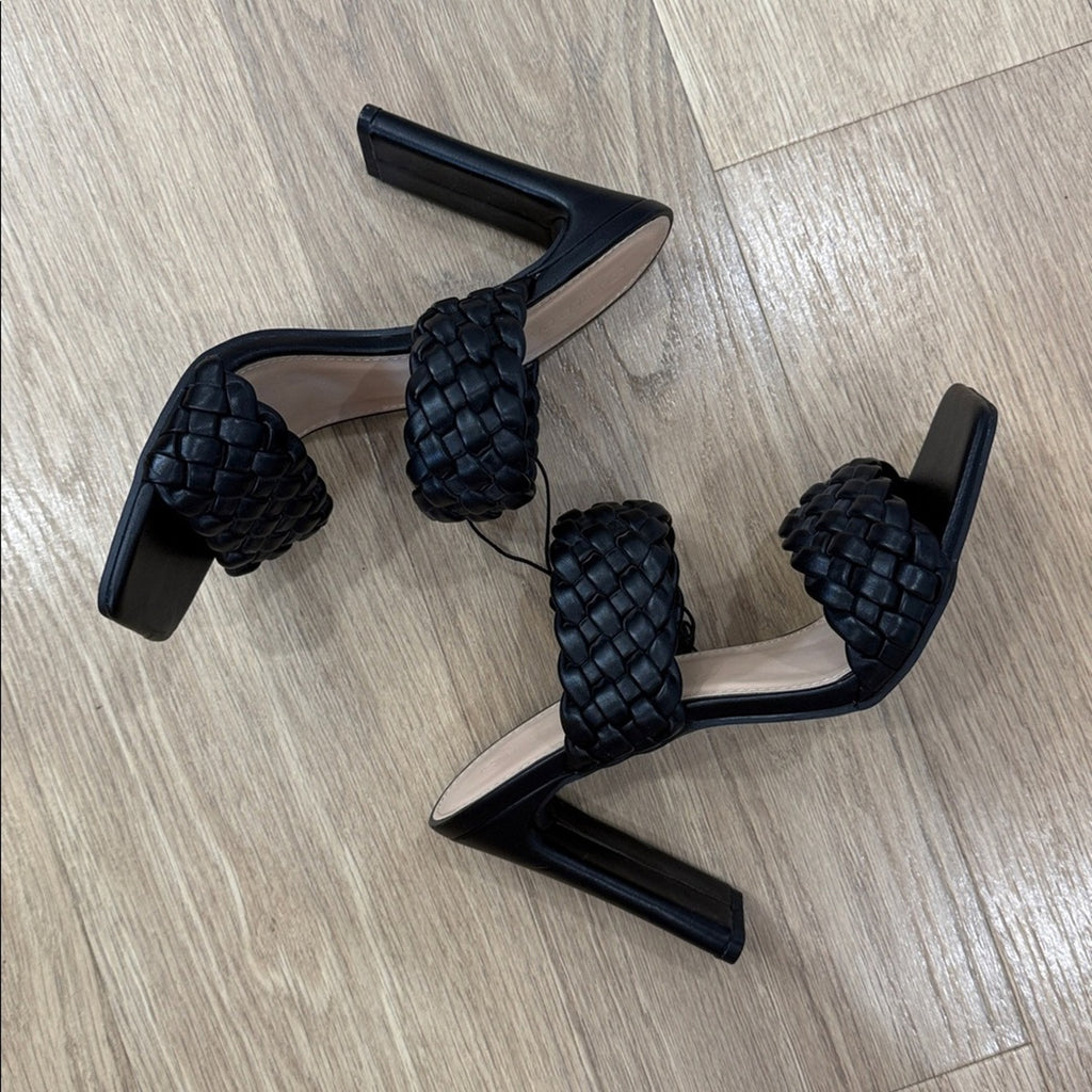 Wild Diva Elegant Black Woven Heeled Sandals Size 7.5 NEW!