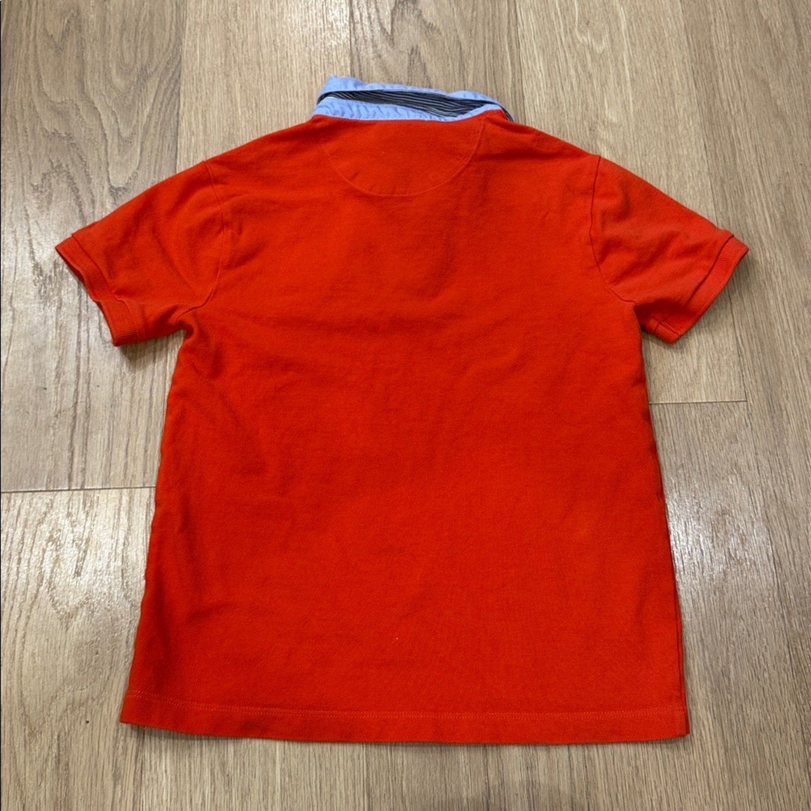 Jacadi Vibrant Red Polo with Blue Collar Size 12