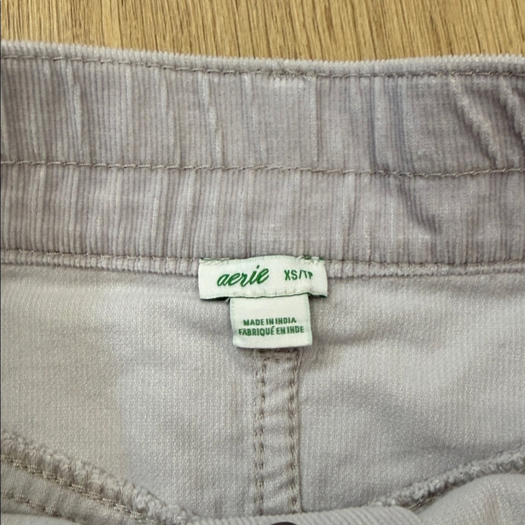 Aerie Light Gray Button-Down Corduroy Mini Skirt Size XS