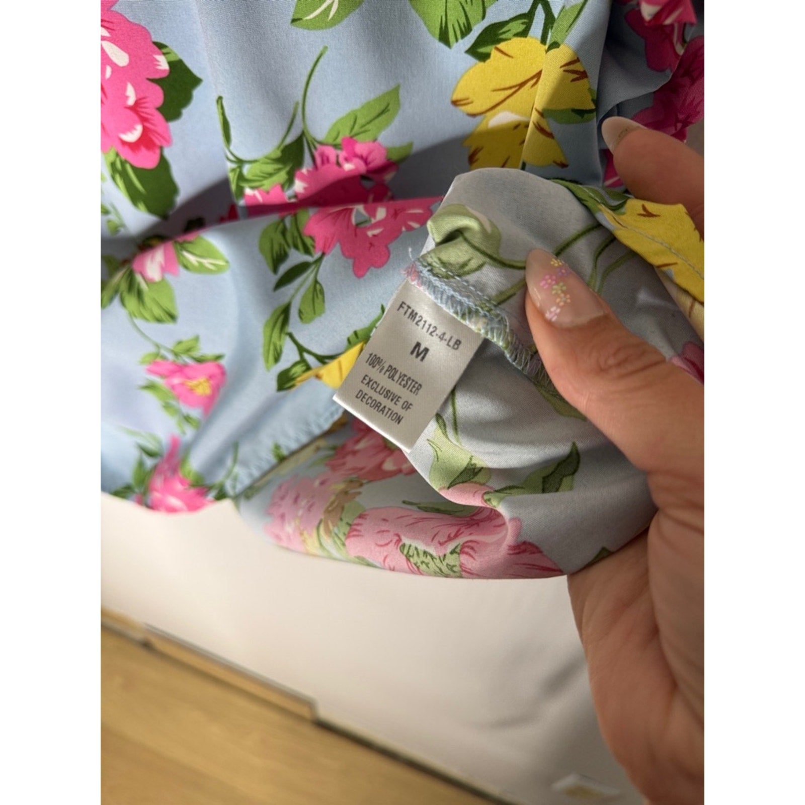 THML Light Blue Floral Ruffle Sleeve Blouse Size Medium