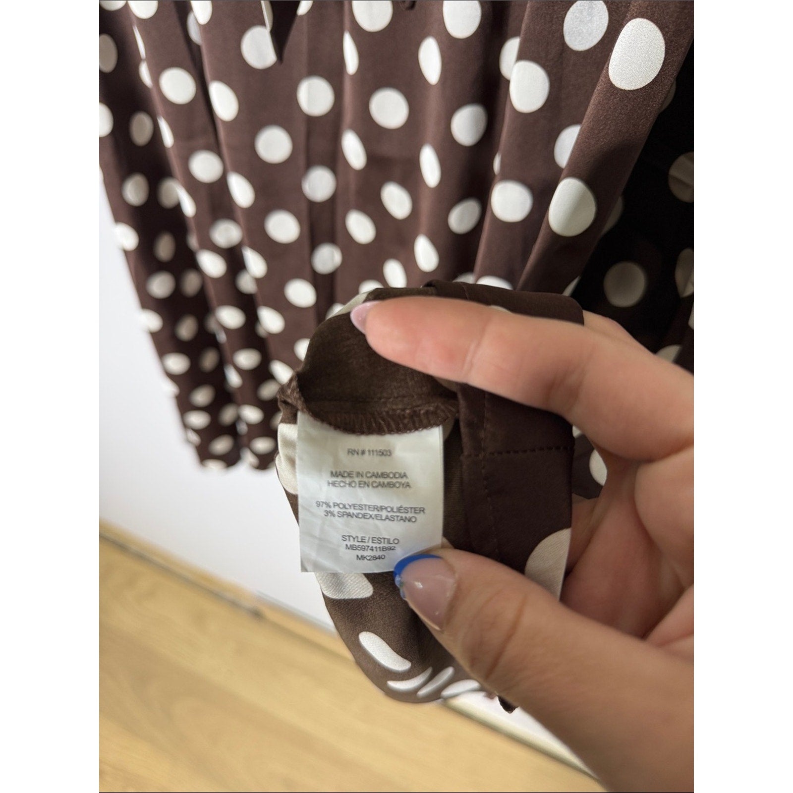 Love & Piece Brown Polka Dot Tie-Waist Skirt Size Medium