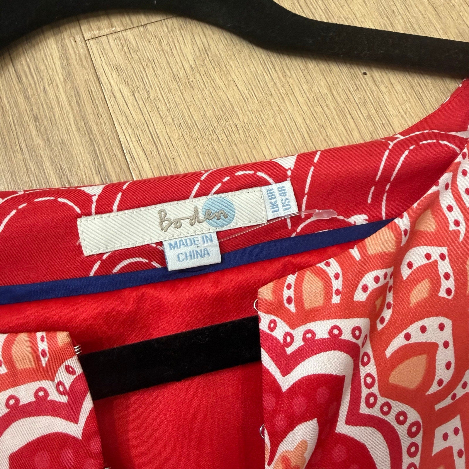 Boden Ingrid Red and White Patterned Silk Blend Shift Dress Size 8 Regular