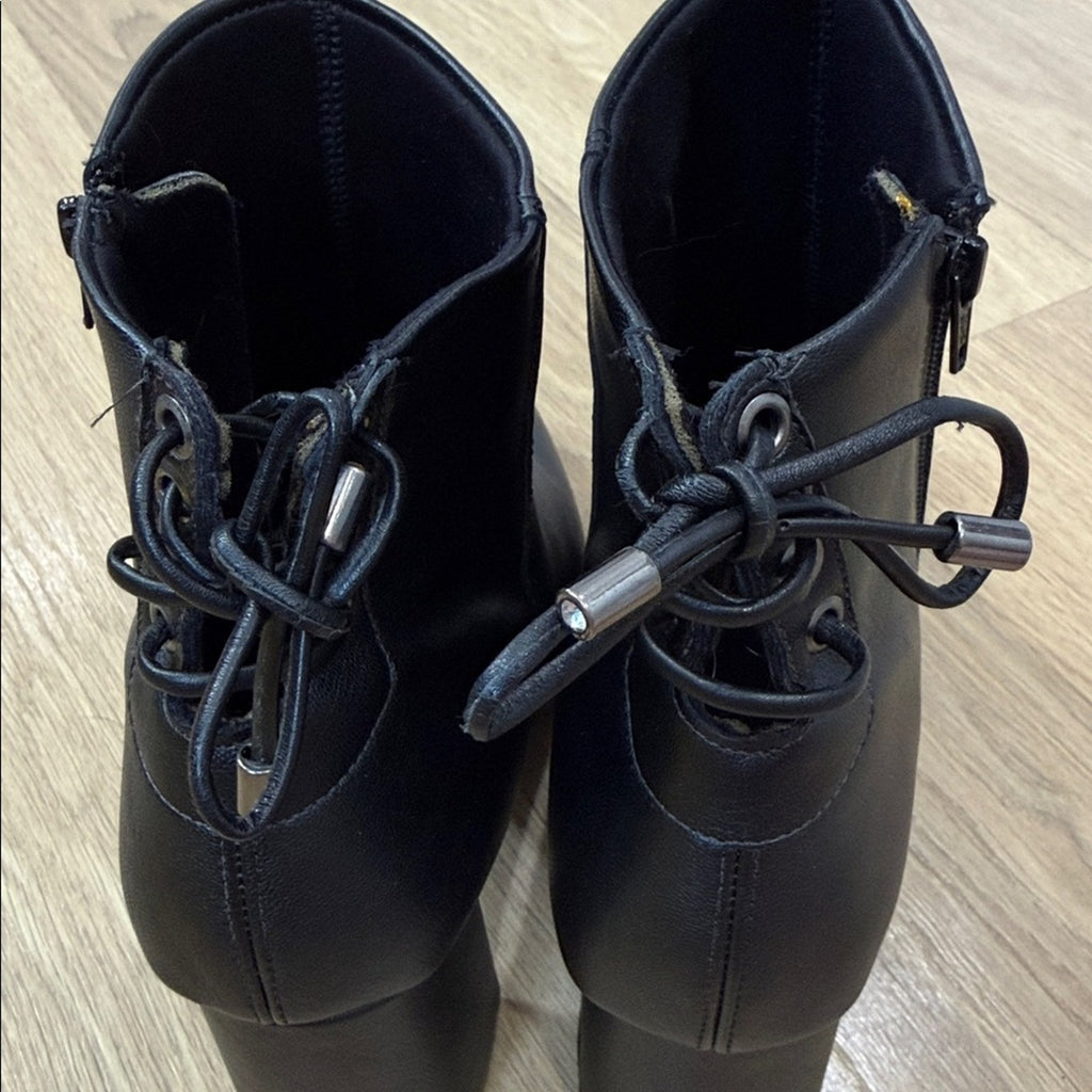 Vizzano Black Heeled Ankle Boots Lace Up Detail Size 10