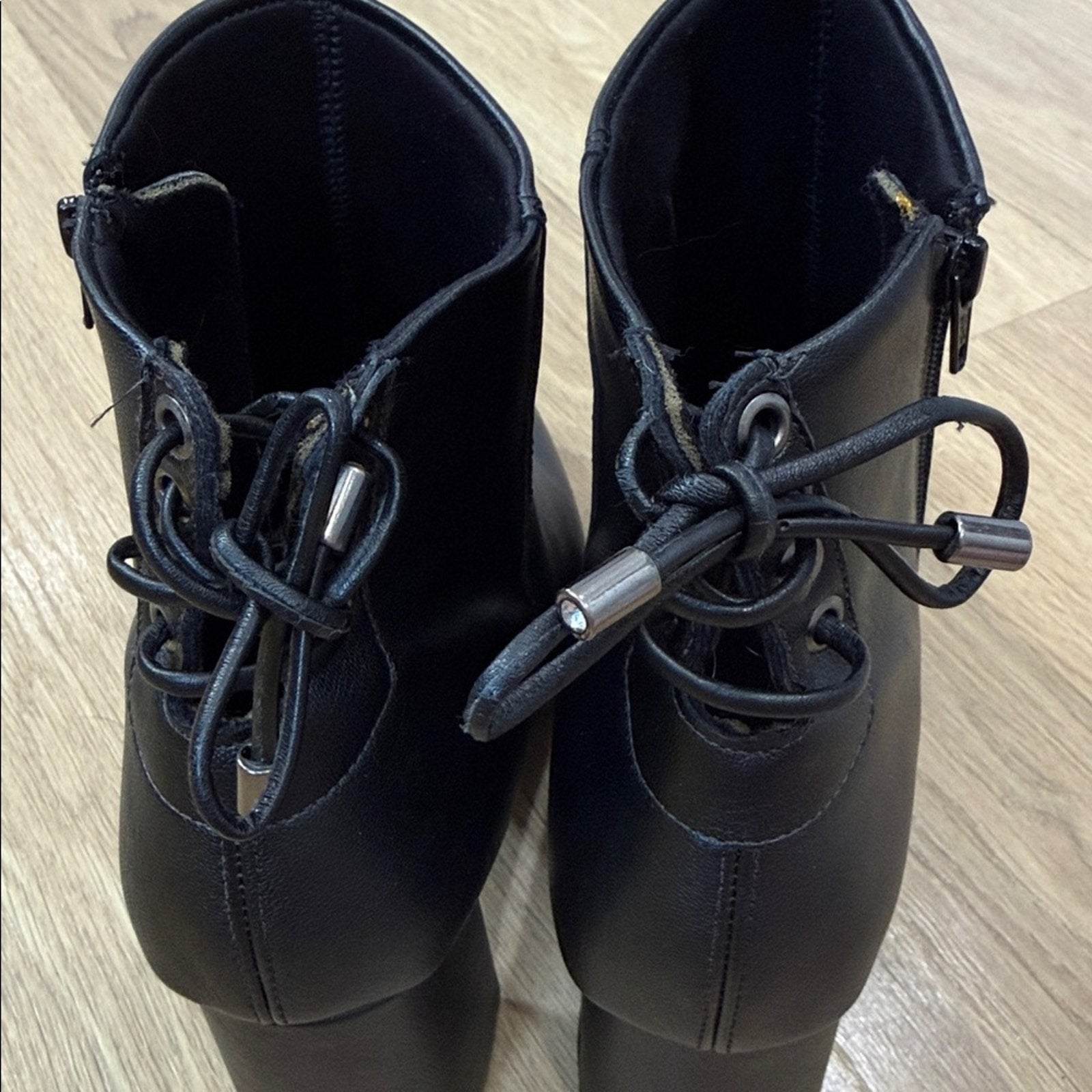 Vizzano Black Heeled Ankle Boots Lace Up Detail Size 10