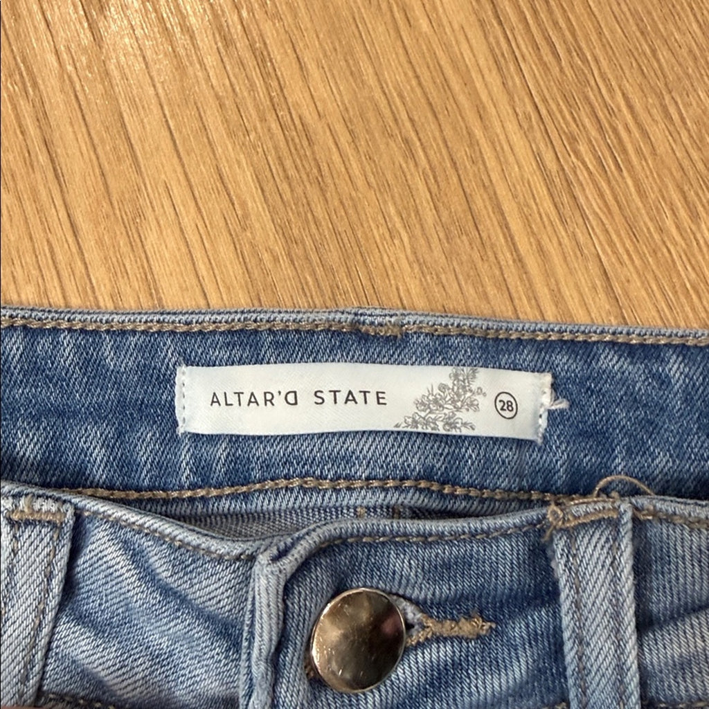 Altar'd State Light Blue Distressed Denim Jeans Size 28