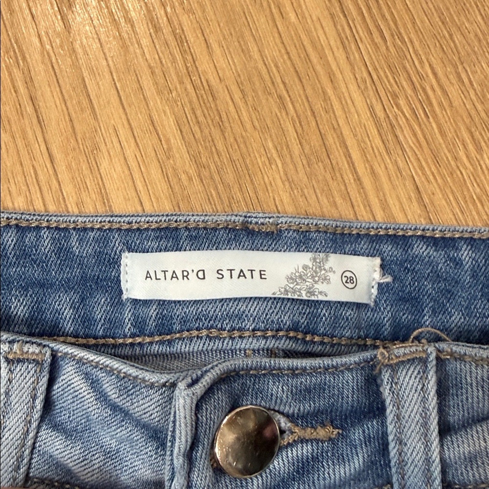 Altar'd State Light Blue Distressed Denim Jeans Size 28