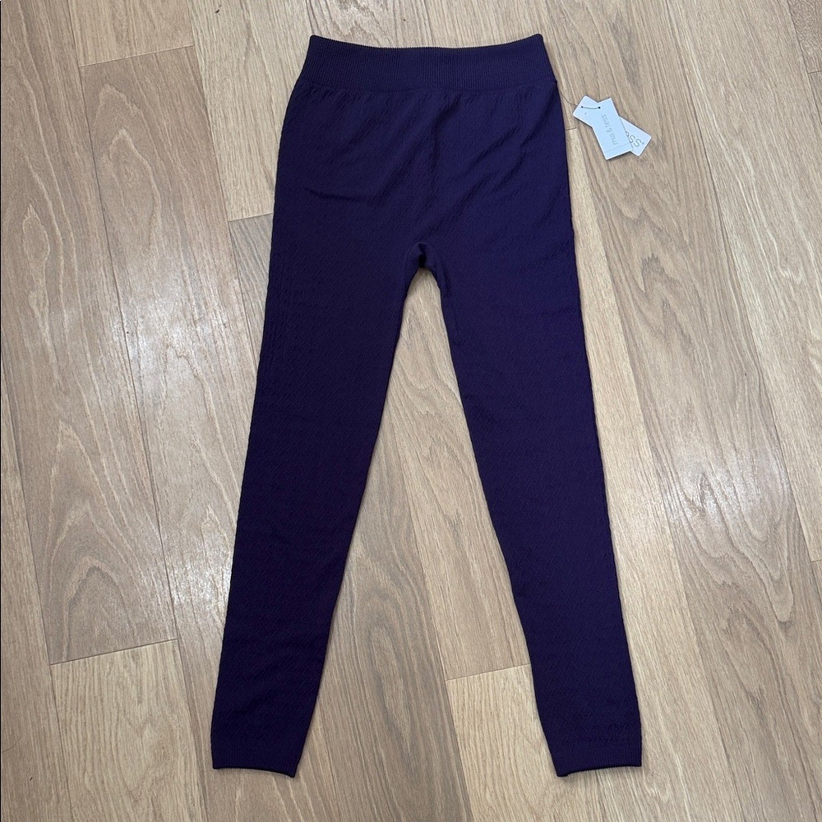 Mia & Tess Textured Purple Leggings Size L/XL NEW!