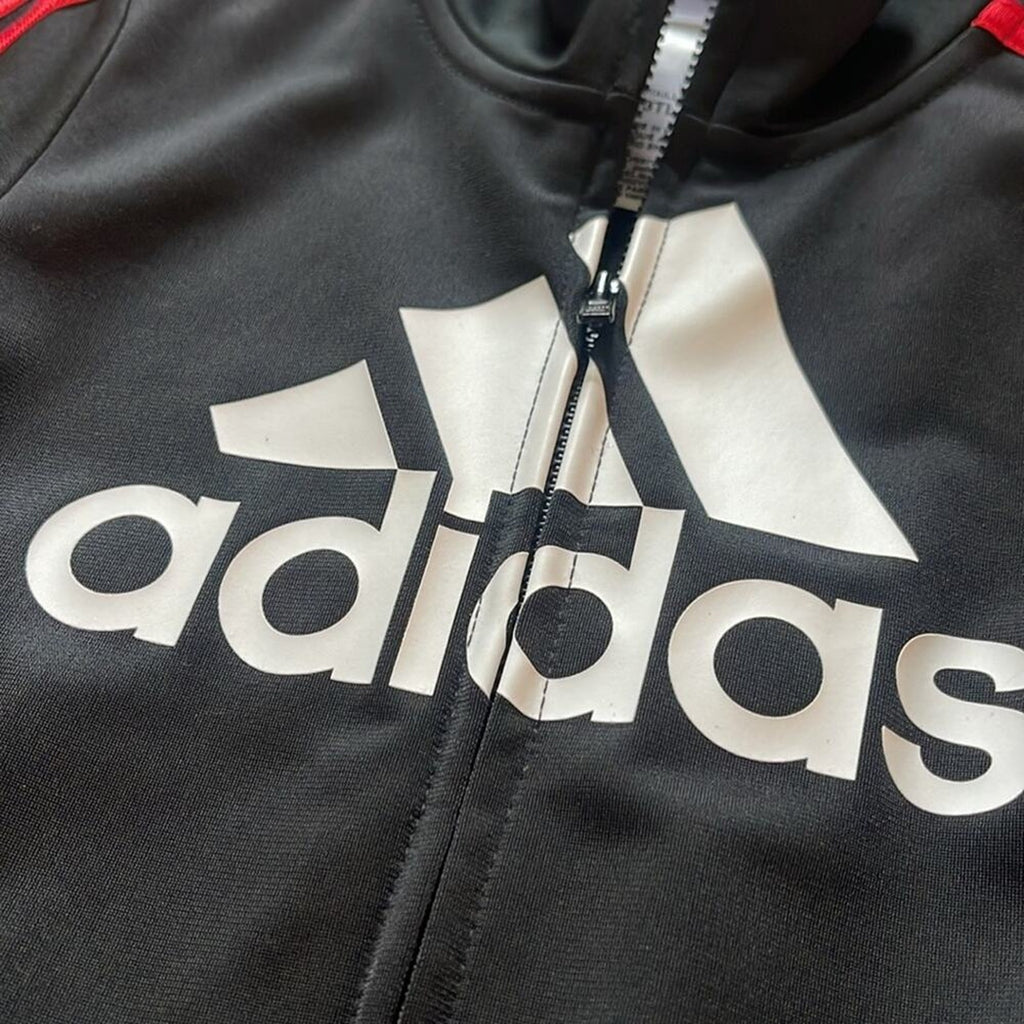 ADIDAS Black Red White Zip Front Polyester Jacket Size 3T NWT