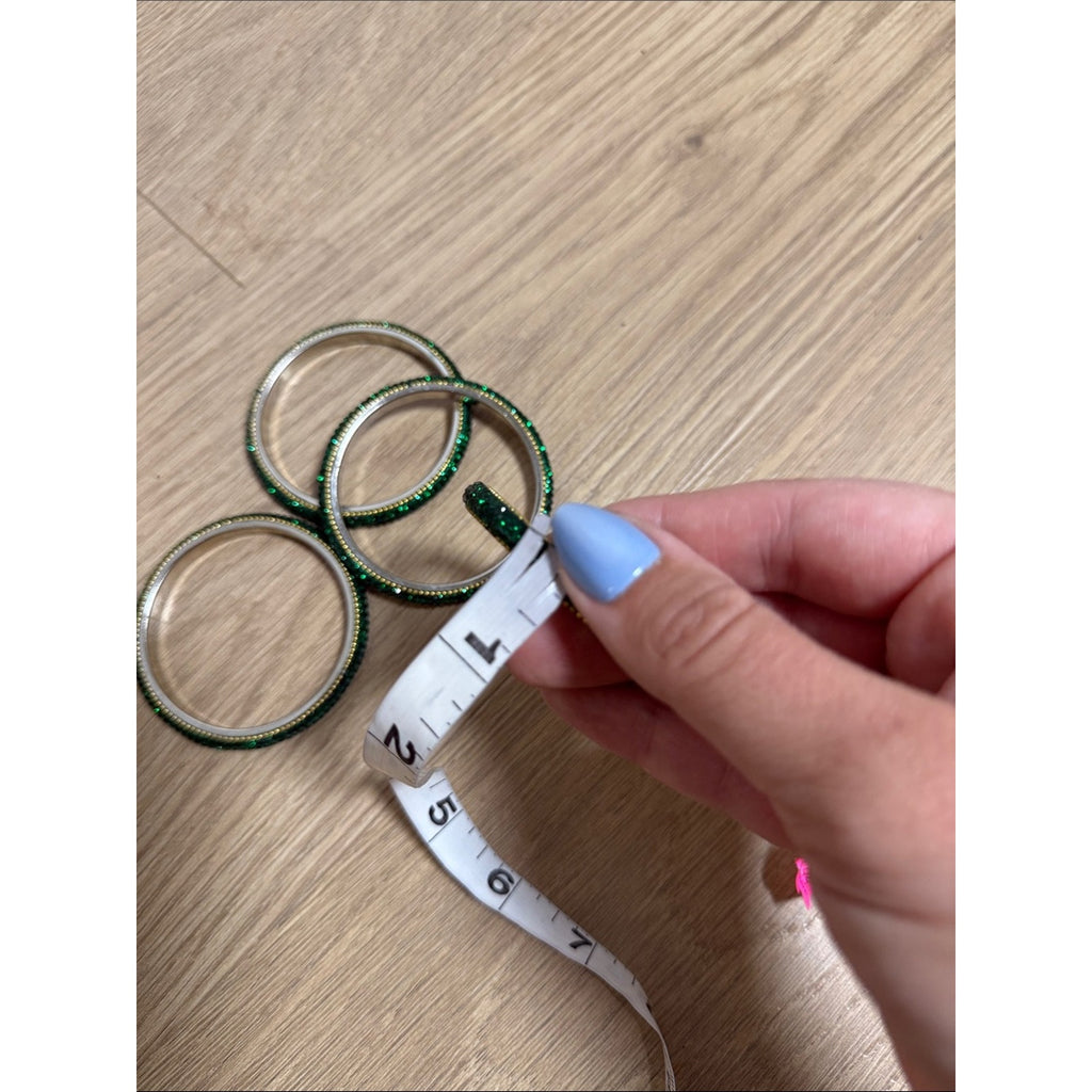 Green Crystal Bangle Bracelets - Set of 4