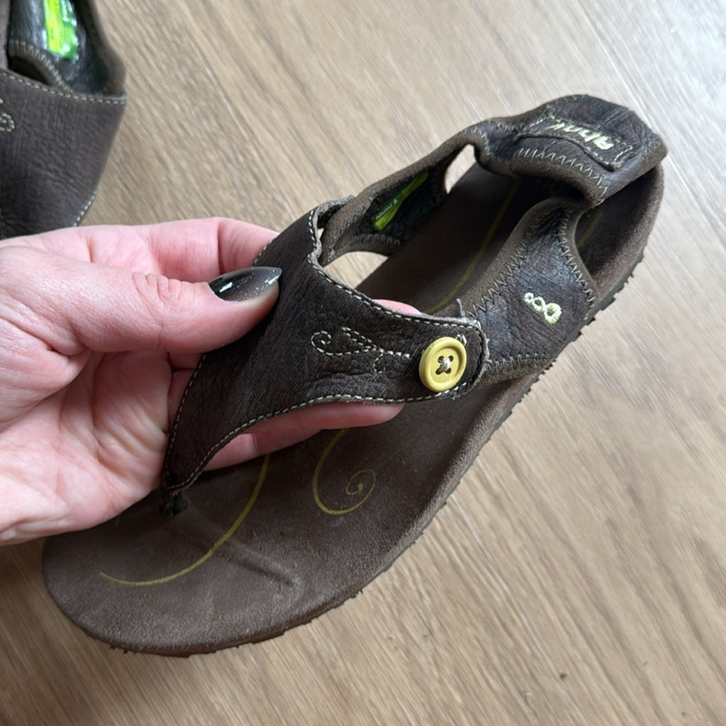 Ahnu Brown Strap On Leather Sandals Size 6