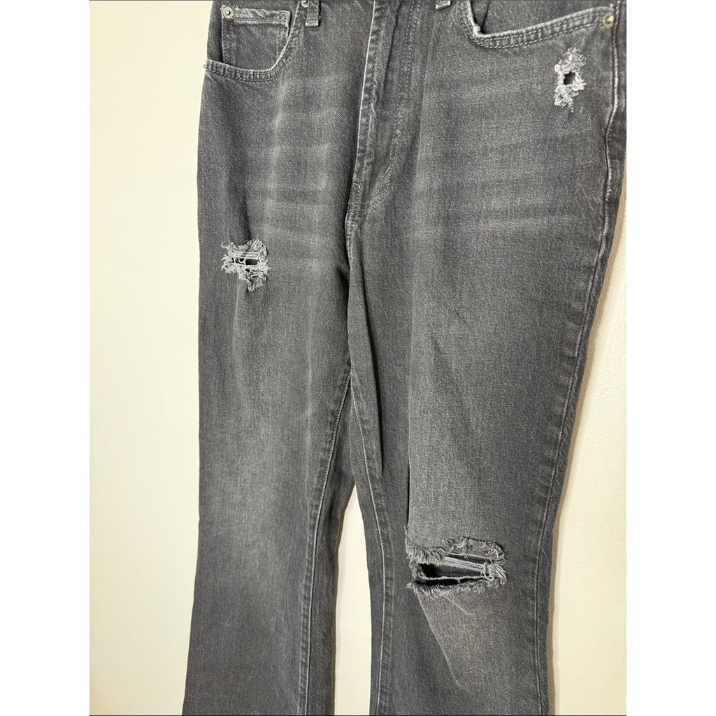BDG Black High-Rise Flare Jeans with Distressed Details Size 28