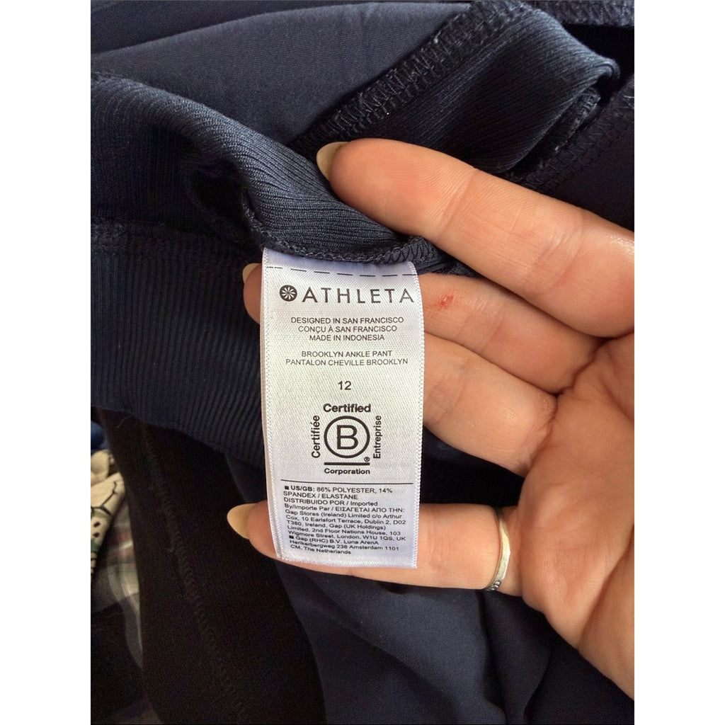Athleta Navy Pull-On Straight Leg Pants Size 12