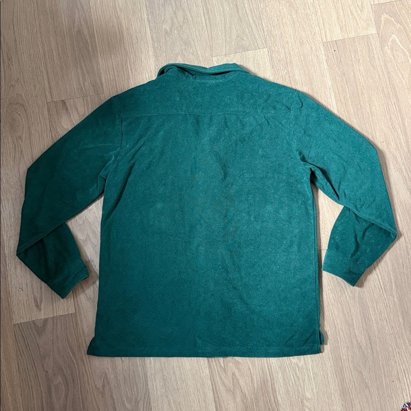 Barstool Sports Sad Boy Season Green Terrycloth Button-Up Long Sleeve Shirt Lg