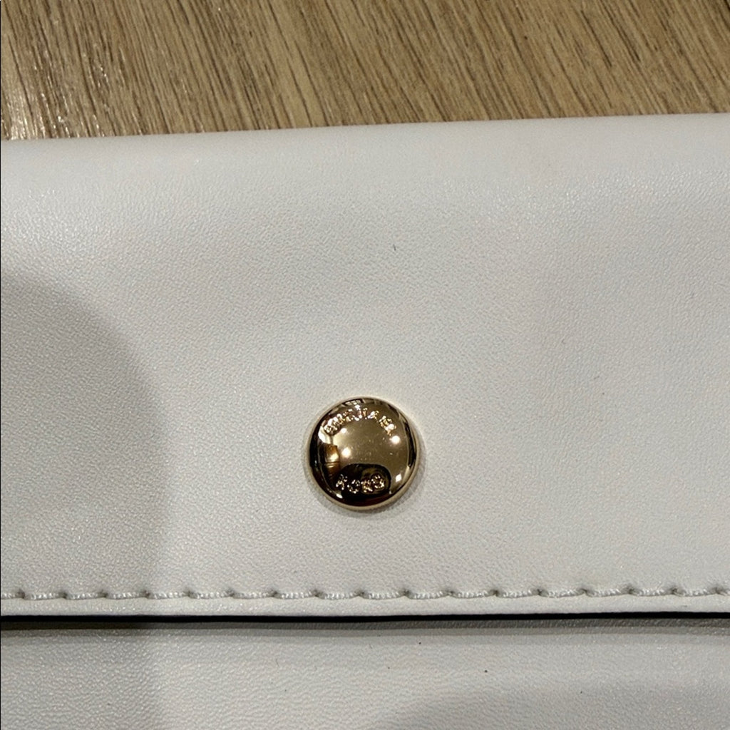 Michael Kors Elegant White Wristlet Clutch w/ Gold Details