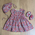 DP...am Bebe Floral Baby Dress with Bonnet and Shoes Size 12 Months