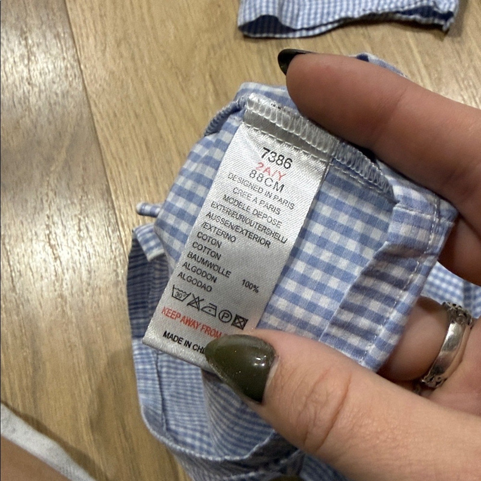 Jacadi Light Blue and White Gingham Shirt and Shorts Set Size 2 Years