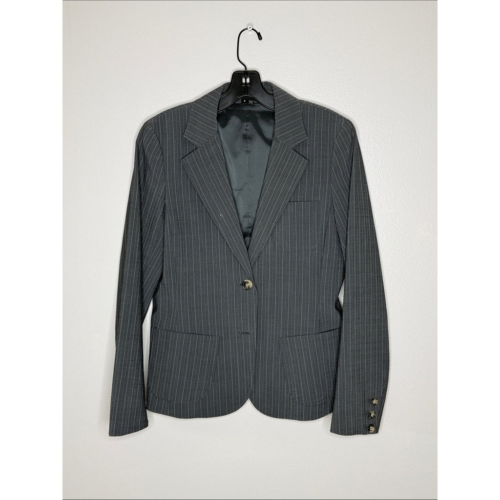 Theory Gray Textured Pinstripe Blazer Size 8