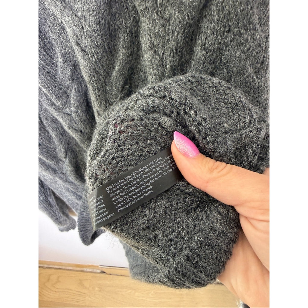 Eileen Fisher Charcoal Cable Crewneck Sweater Size Large