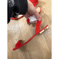 Ann Taylor Red Suede Ankle Strap Flat Sandals Size 10