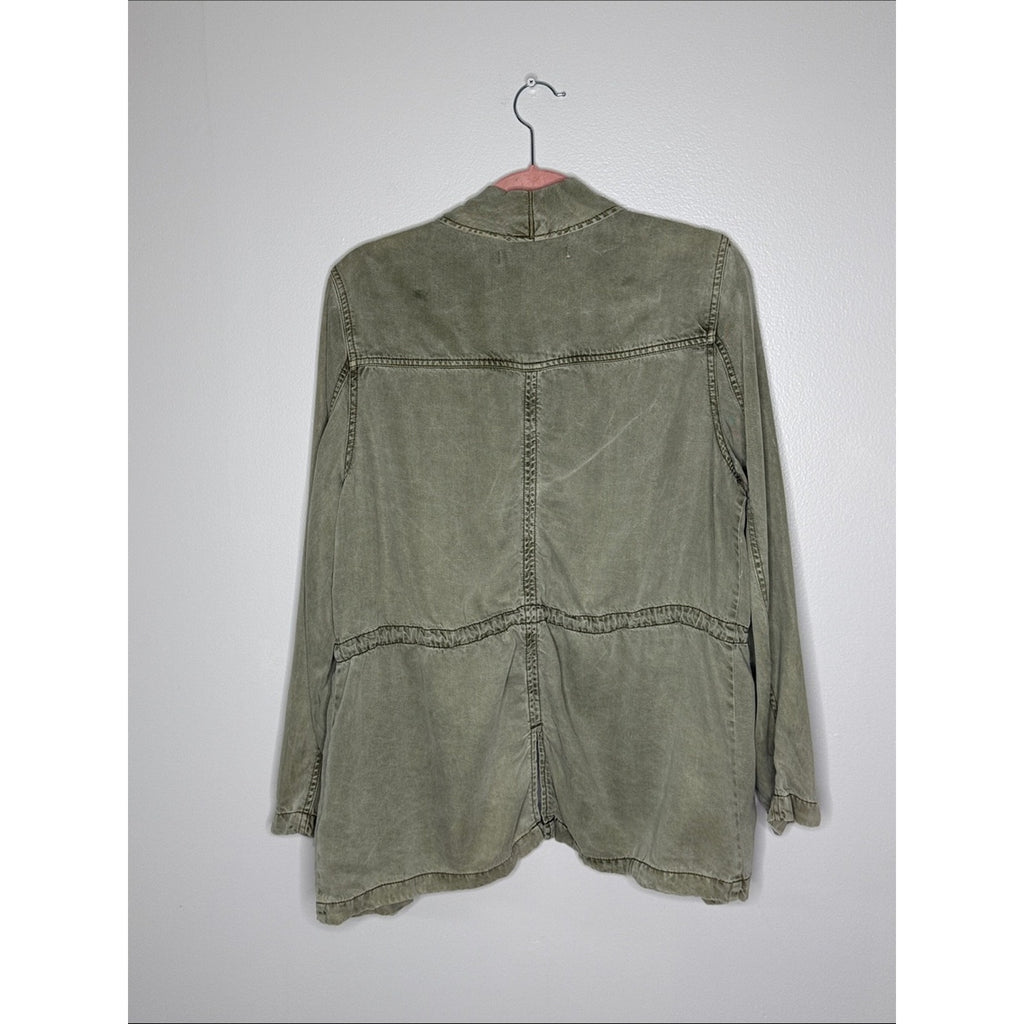 Max Jeans Olive Green Open-Front Utility Jean Jacket Size XL