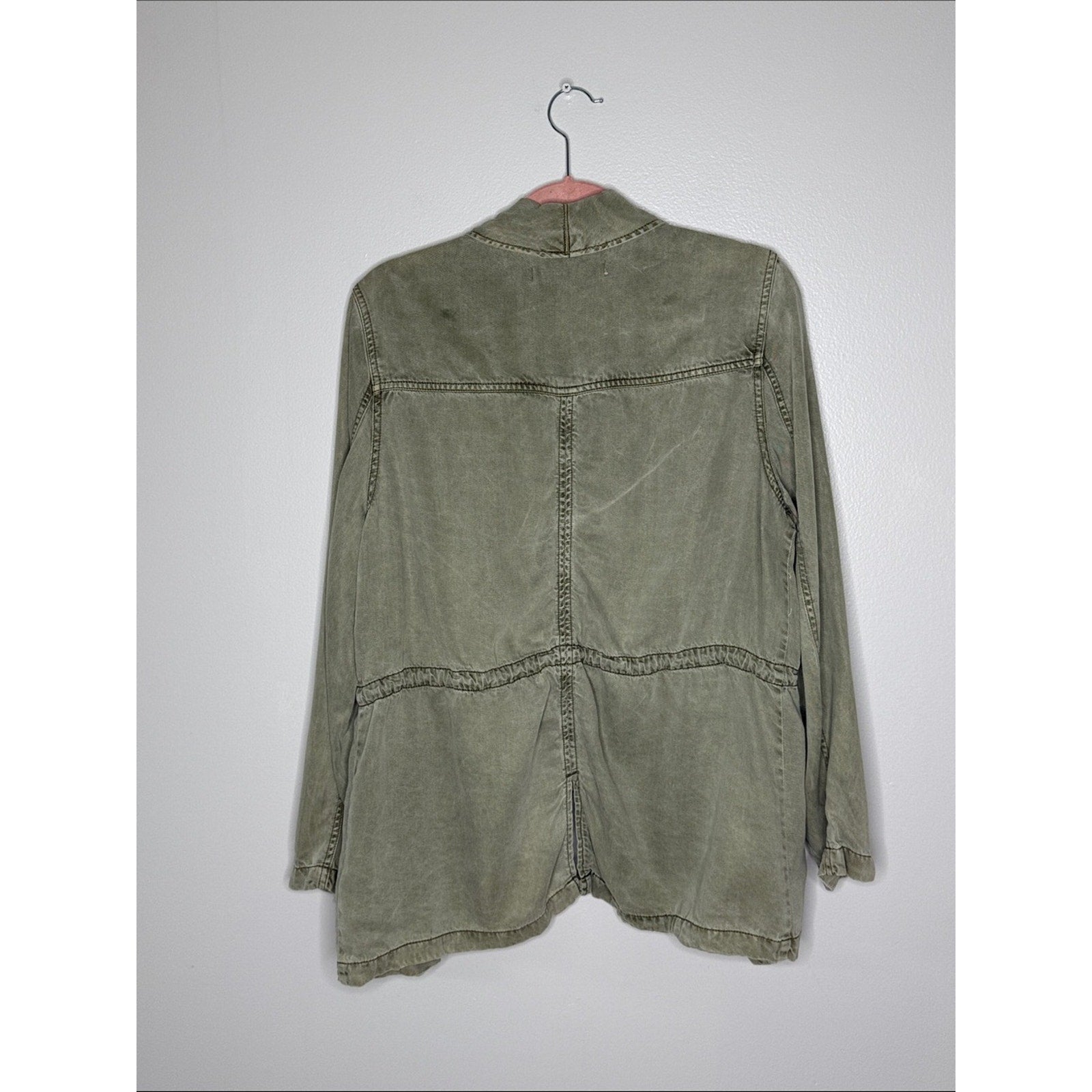 Max Jeans Olive Green Open-Front Utility Jean Jacket Size XL