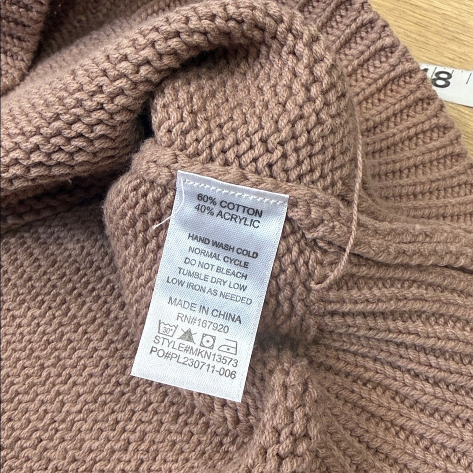 Labiz Knit Collared Split Neckline Sweater in Tan Size Medium