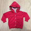 Jacadi Baby Girl Hooded Cardigan with Liberty Floral Lining - Vibrant Red Size 12 Months
