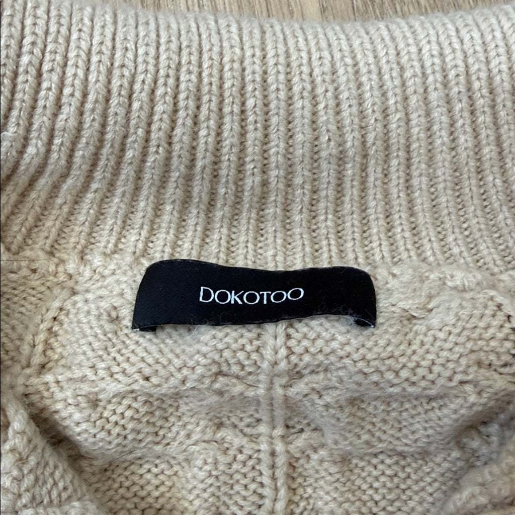 Dokotoo Women's Beige and Black Cable Knit Cardigan Sweater Size Medium