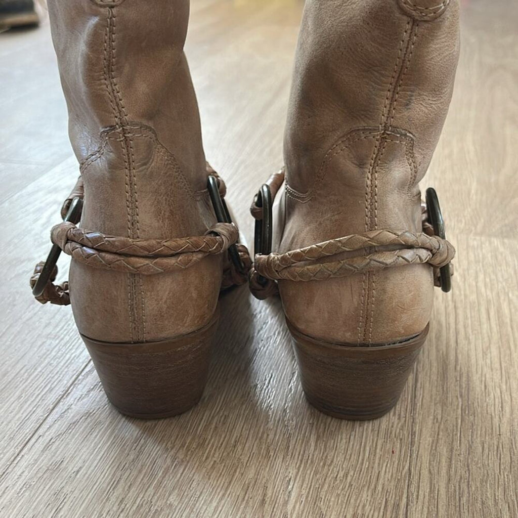 Penny Loves Kenny Lariat Women's Western Distressed Tan Leather Boots Size 6