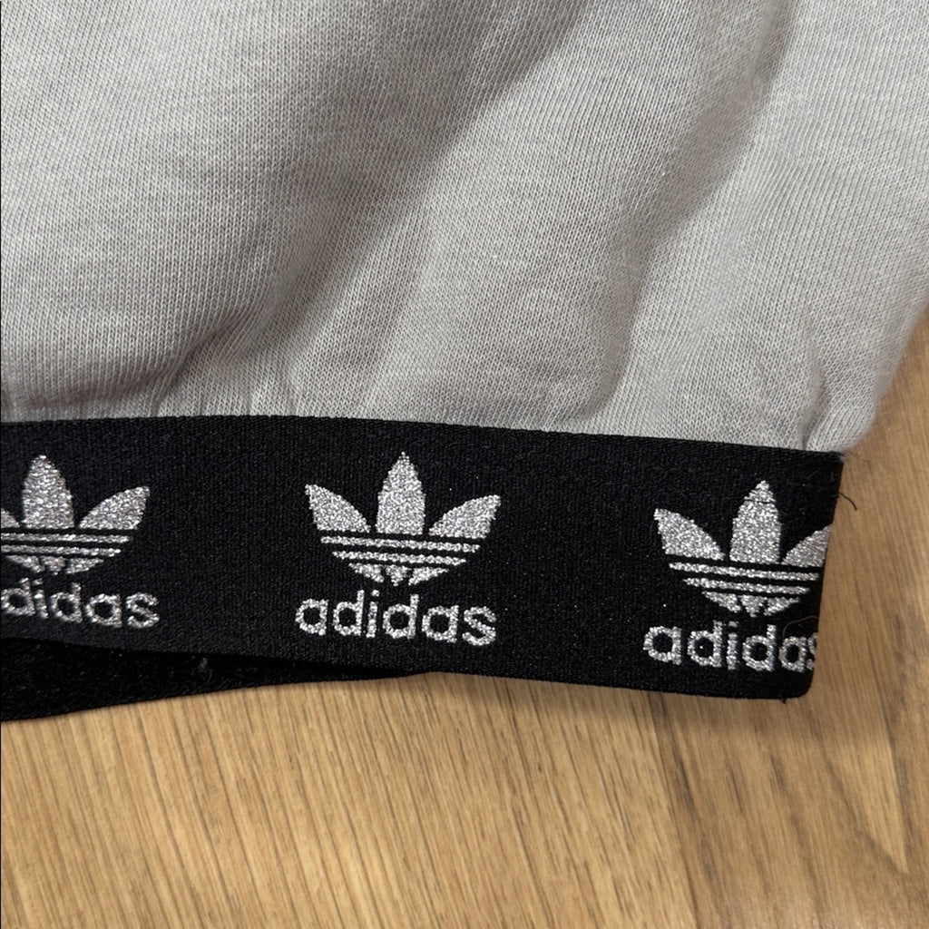 Adidas Light Gray Cropped Hoodie Sparkle Detail Size Medium