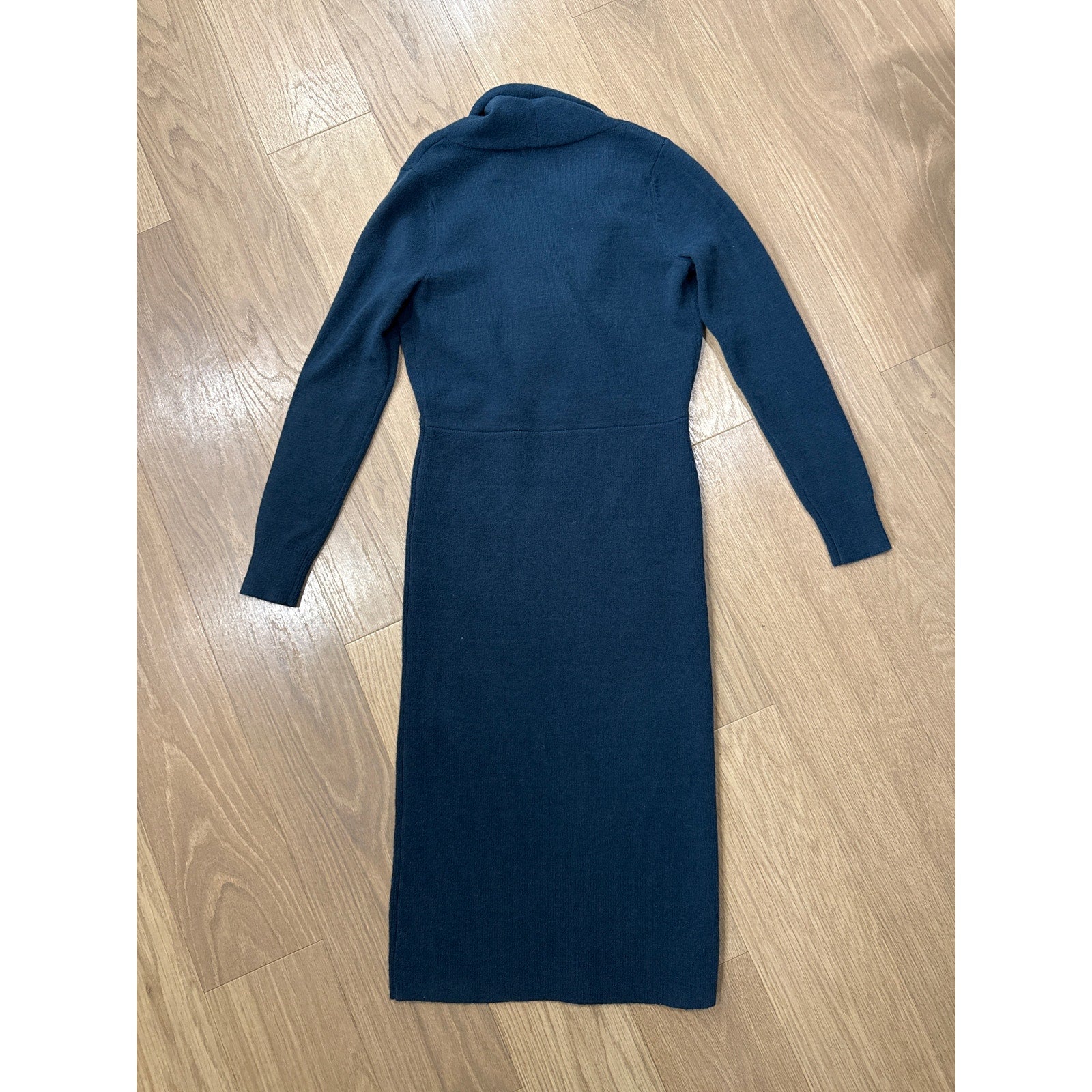 Ann Taylor Dark Teal Long Sleeve Knit Wrap Bodice Dress Size XS