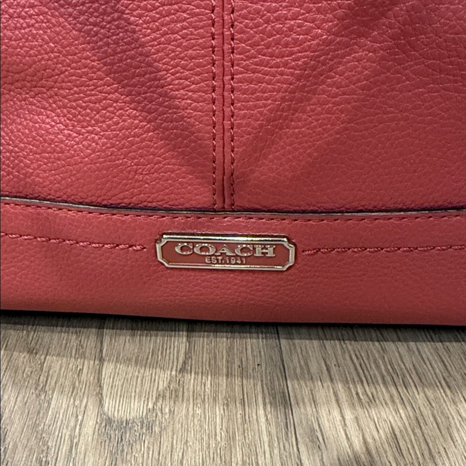 Coach Park Leather Carrie Tote in Melon Pebbled Leather