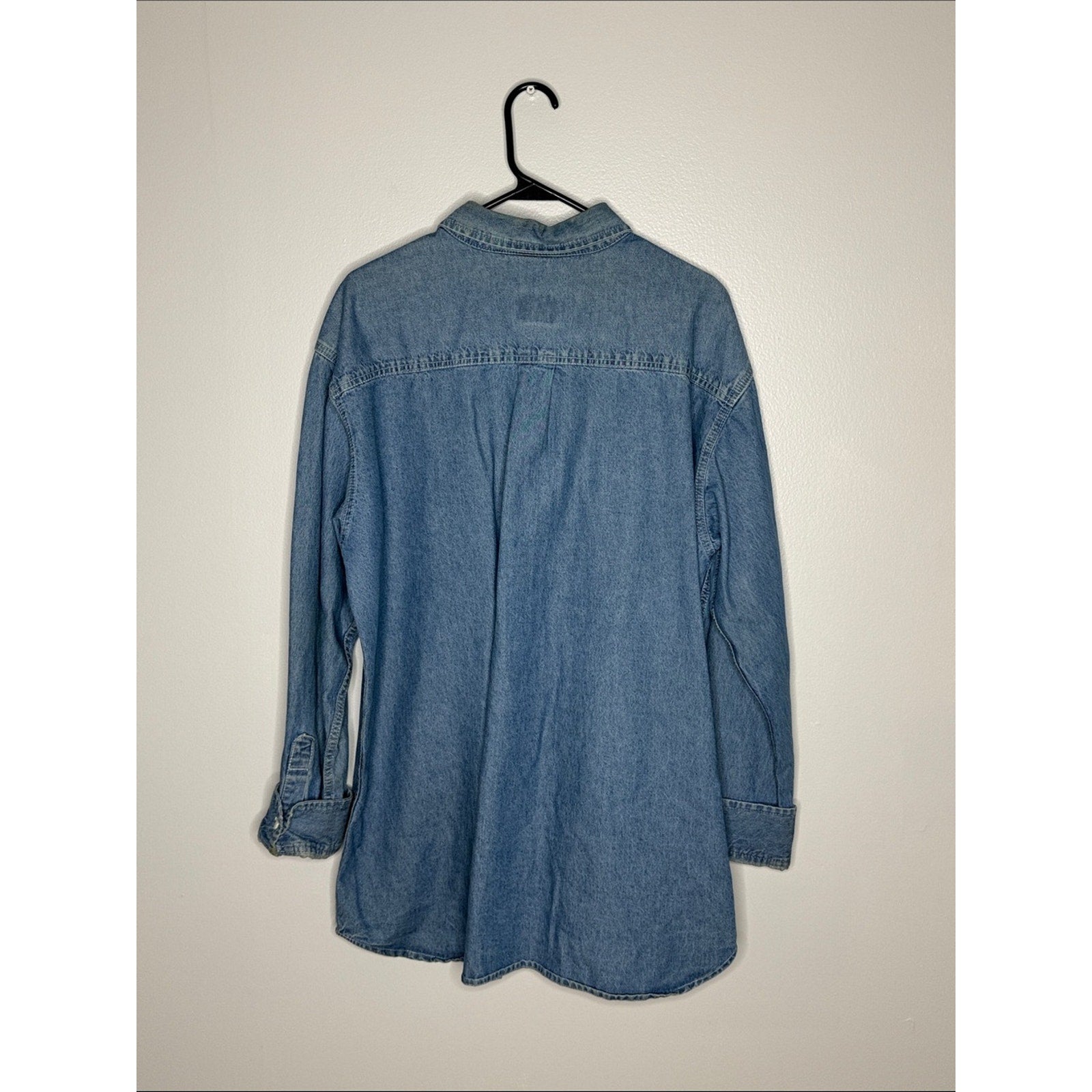 Planet Hollywood Paris Denim Button-Down Shirt with Embroidered Logo Large