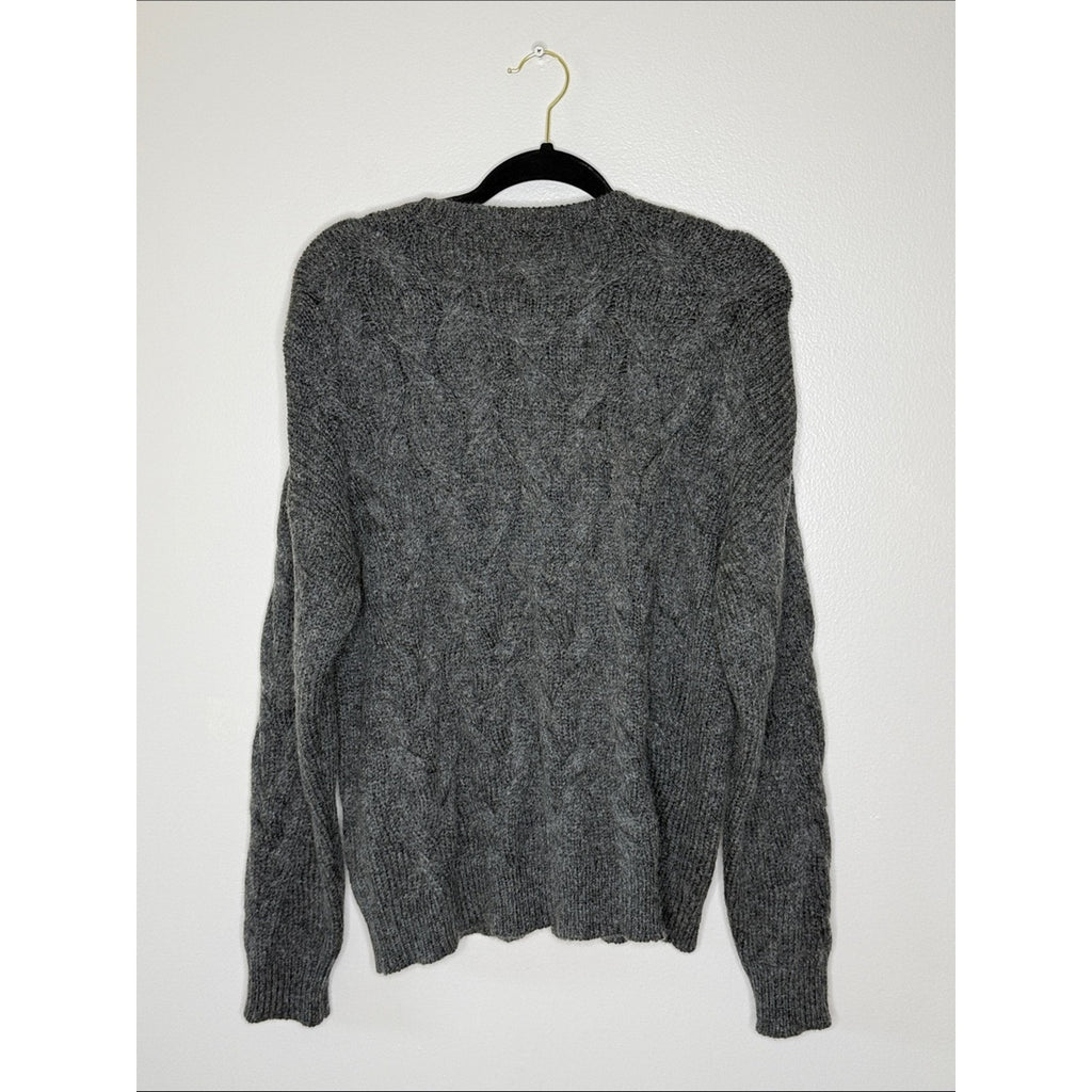Eileen Fisher Charcoal Cable Crewneck Sweater Size Large