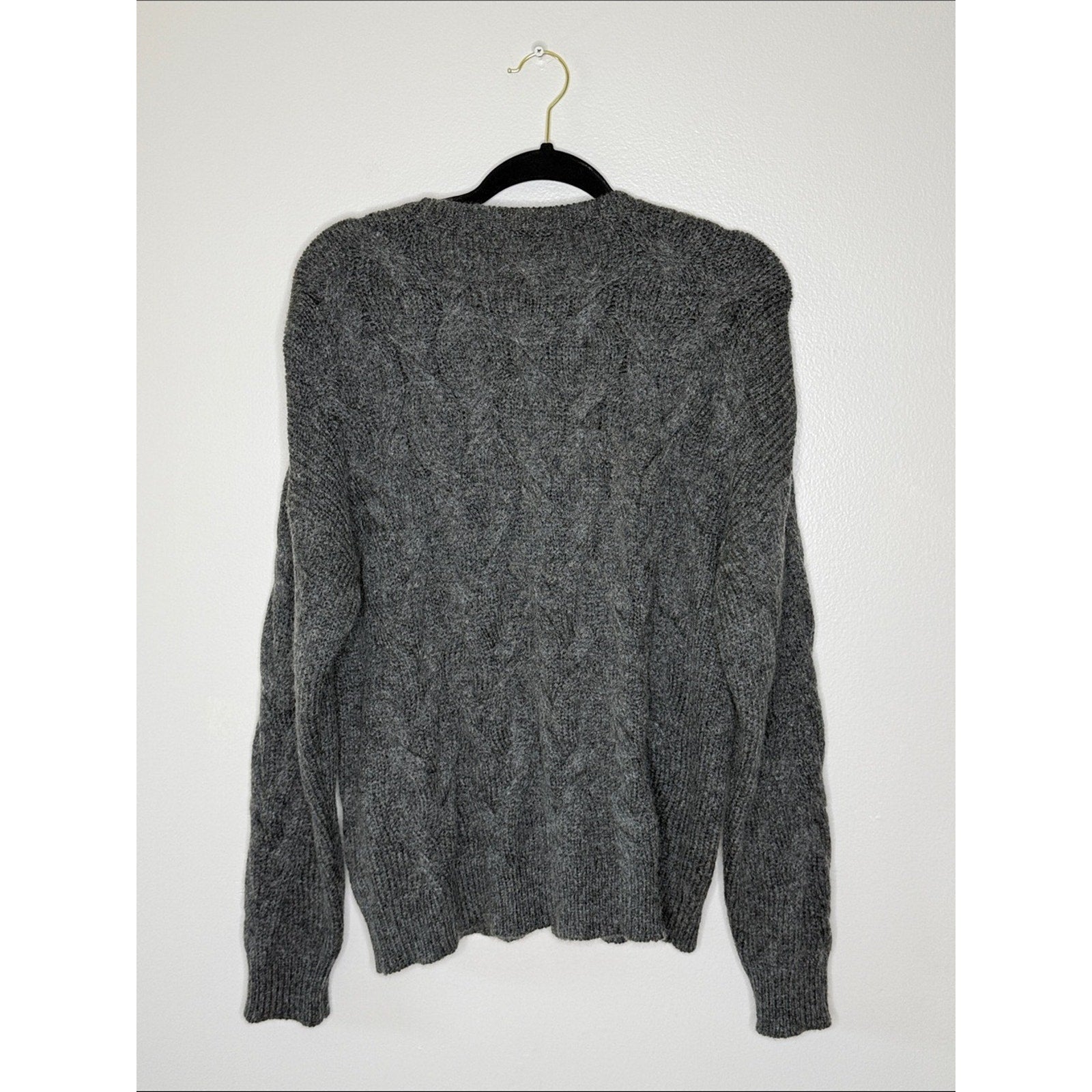 Eileen Fisher Charcoal Cable Crewneck Sweater Size Large