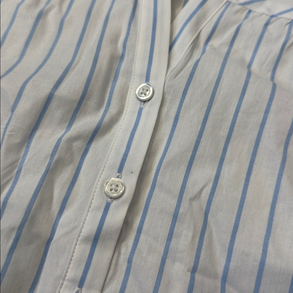 Talbots Blue and White Striped Button-Down Long Sleeve Top Size XL