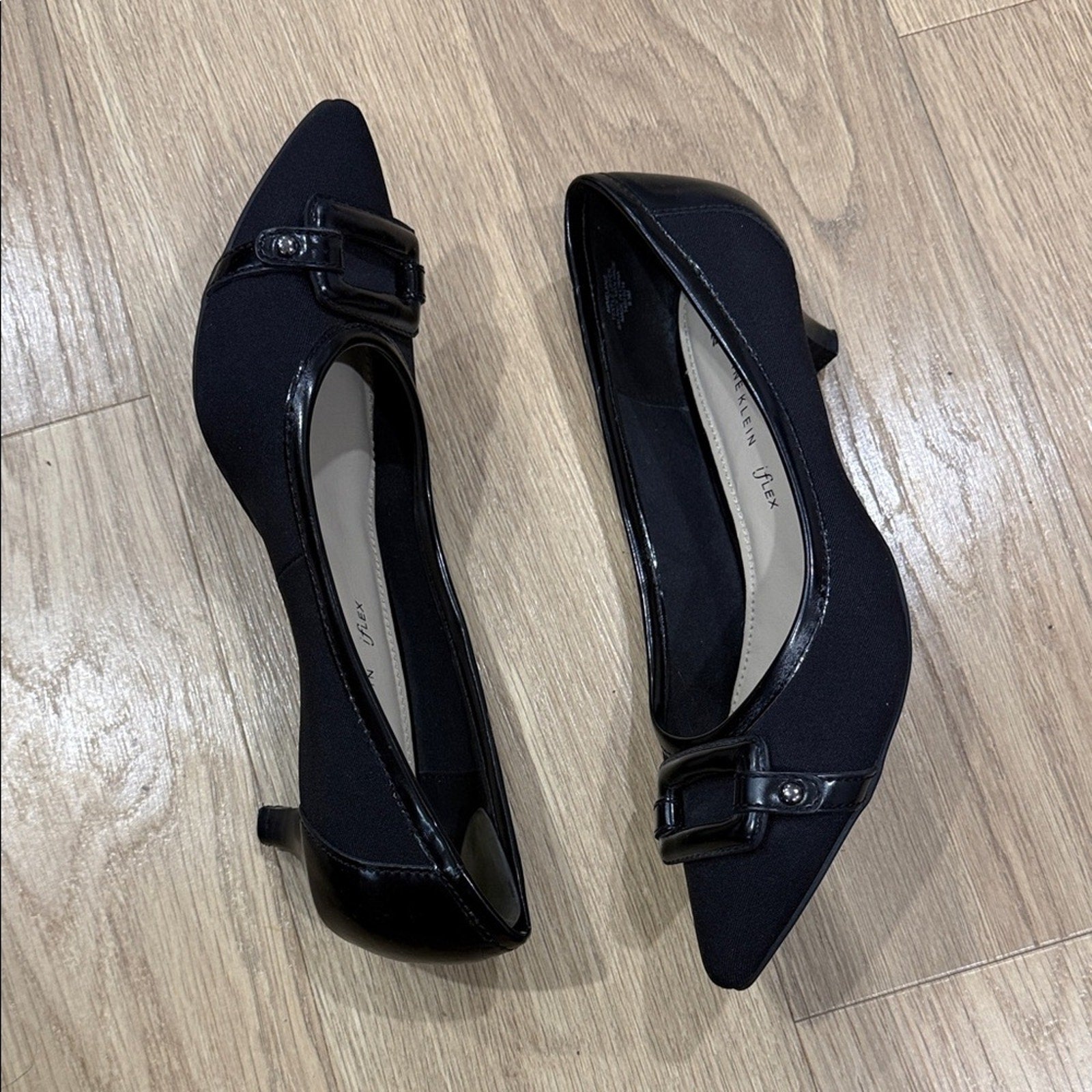 Anne Klein Melanie Black Kitten Heel Shoes Size 9.5