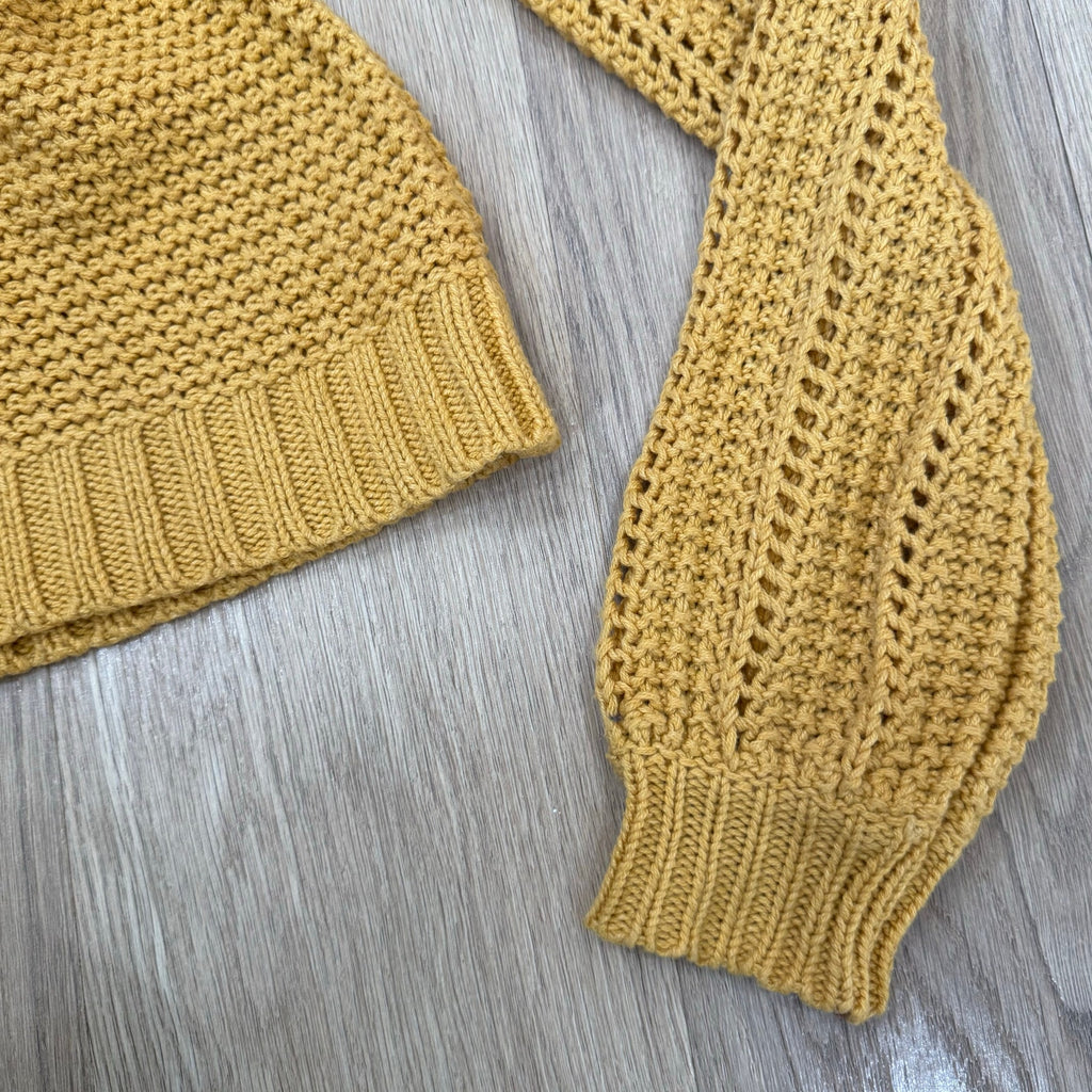 American Eagle Yellow Open Knit Long Sleeve Pullover Sweater Size Small