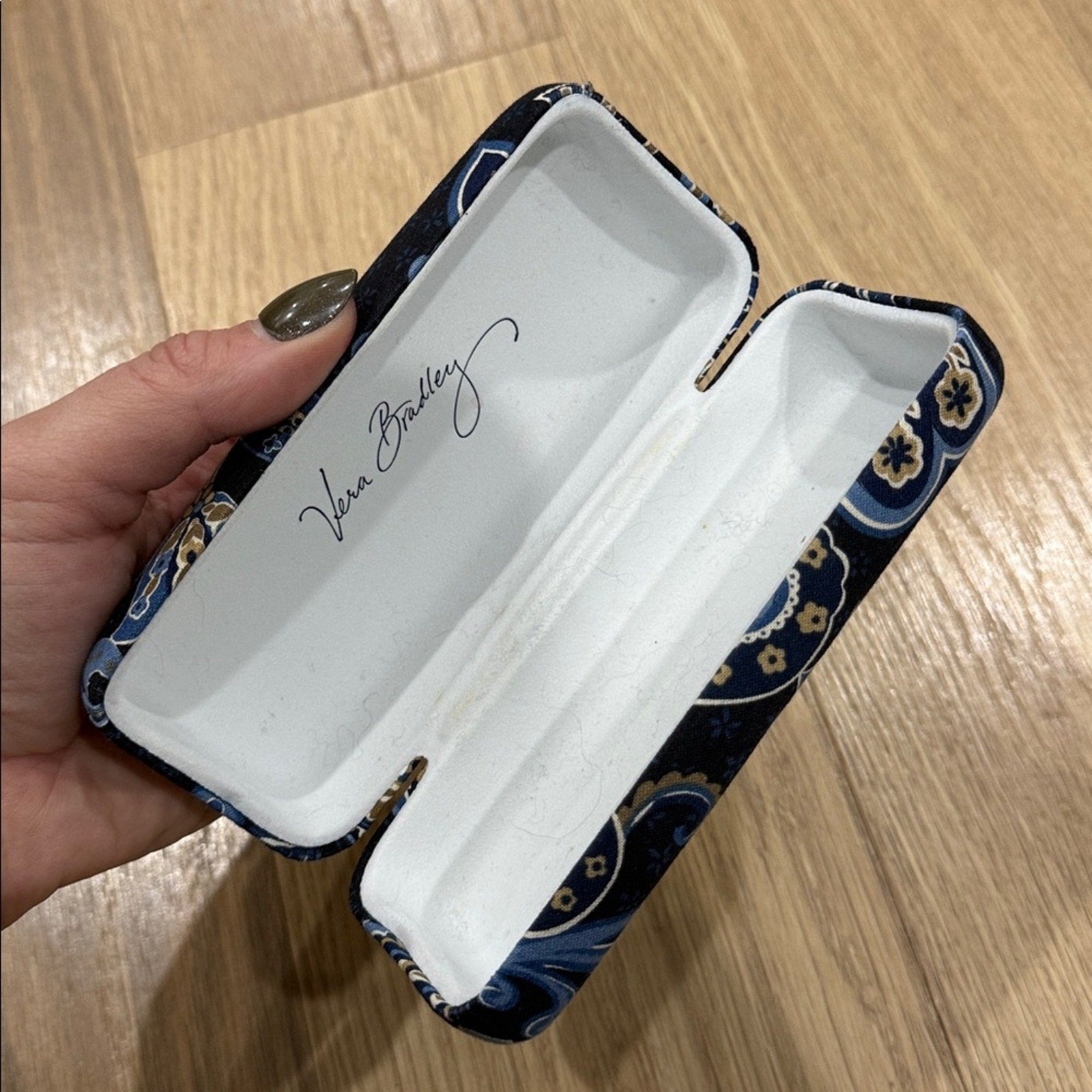Vera Bradley Blue and Black Paisley Hard Clamshell Glasses Case