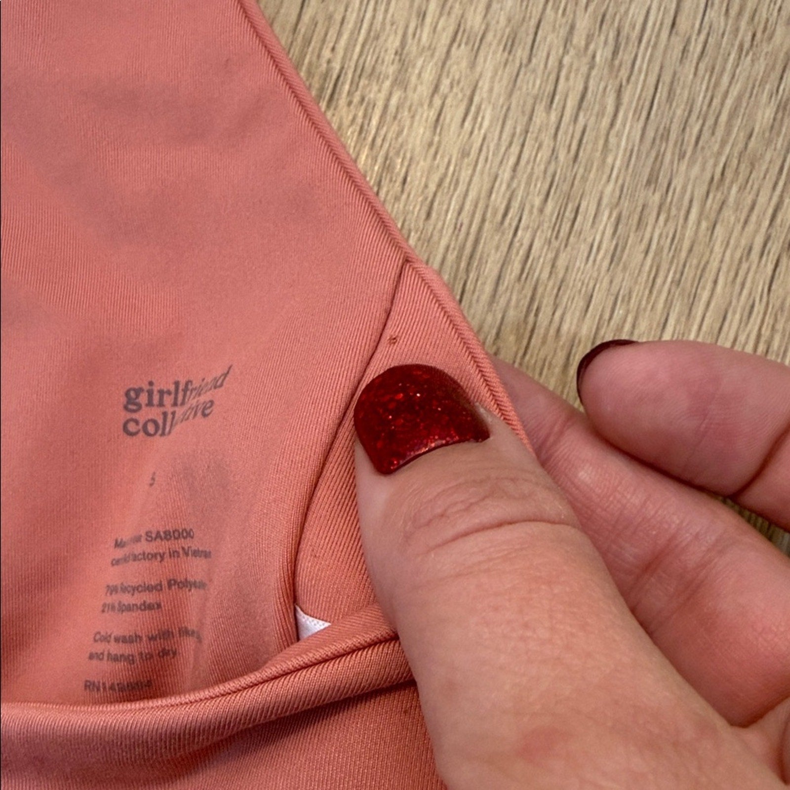 Girlfriend Collective Pink High Neck Sports Bra Size Small