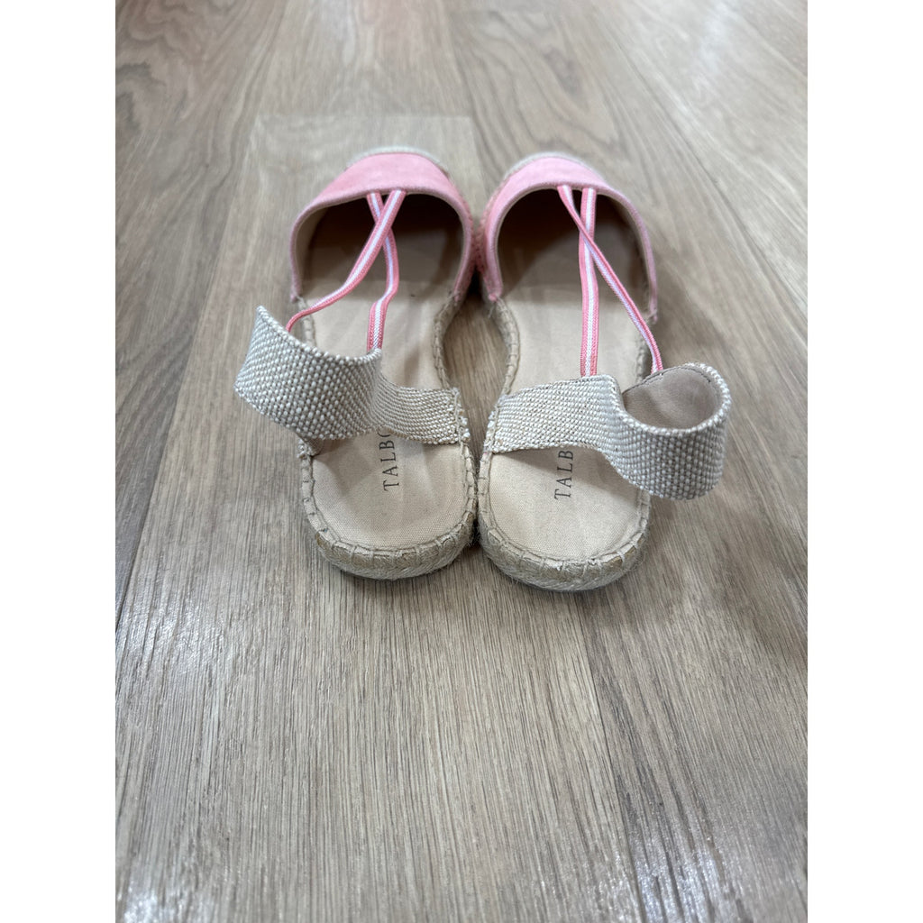 Talbots Ivy Closed Toe Espadrille Flats in a Pink / Coral Silk Suede Size 9.5