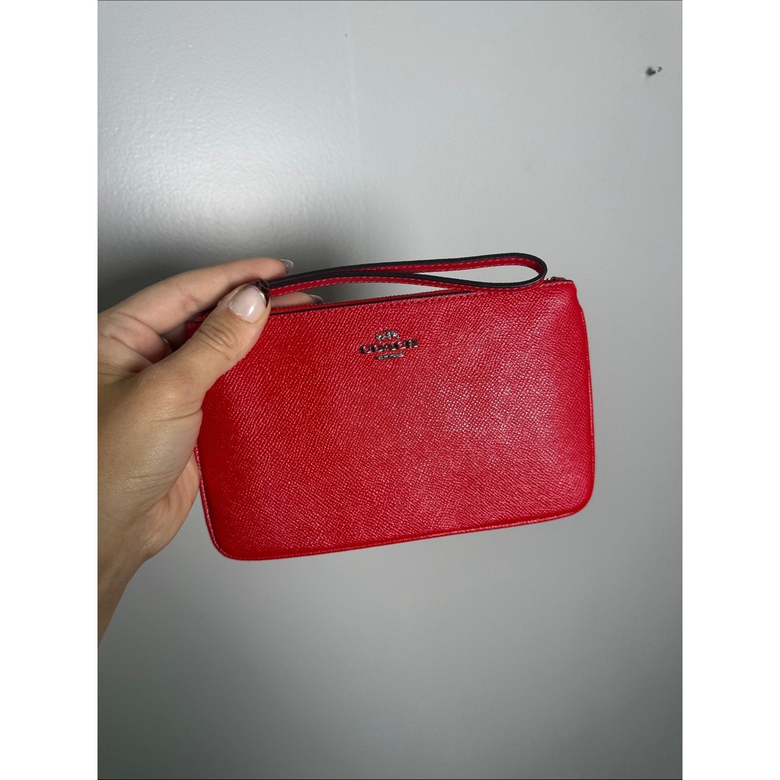 Coach Red Wristlet Pouch Wallet Leather