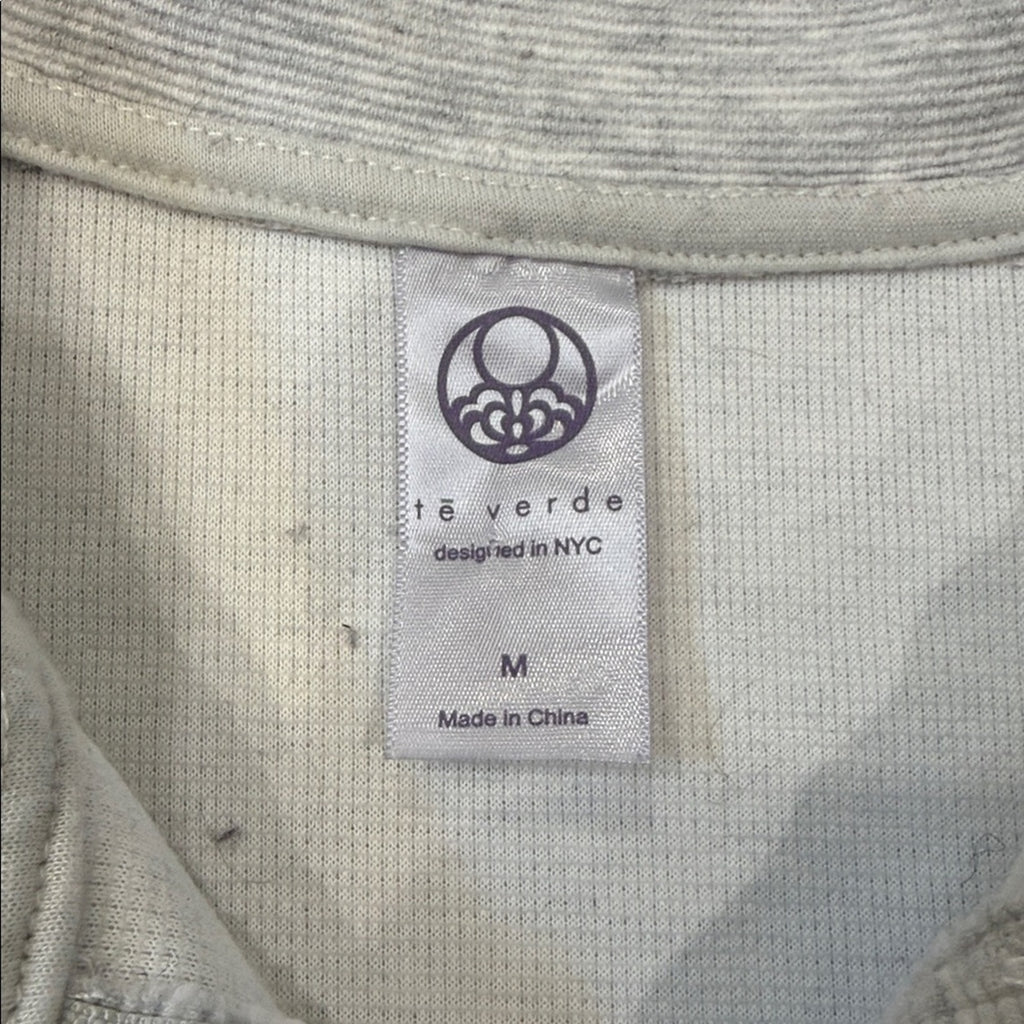 Te Verde Light Gray Quarter-Zip Collared Pullover Size Medium